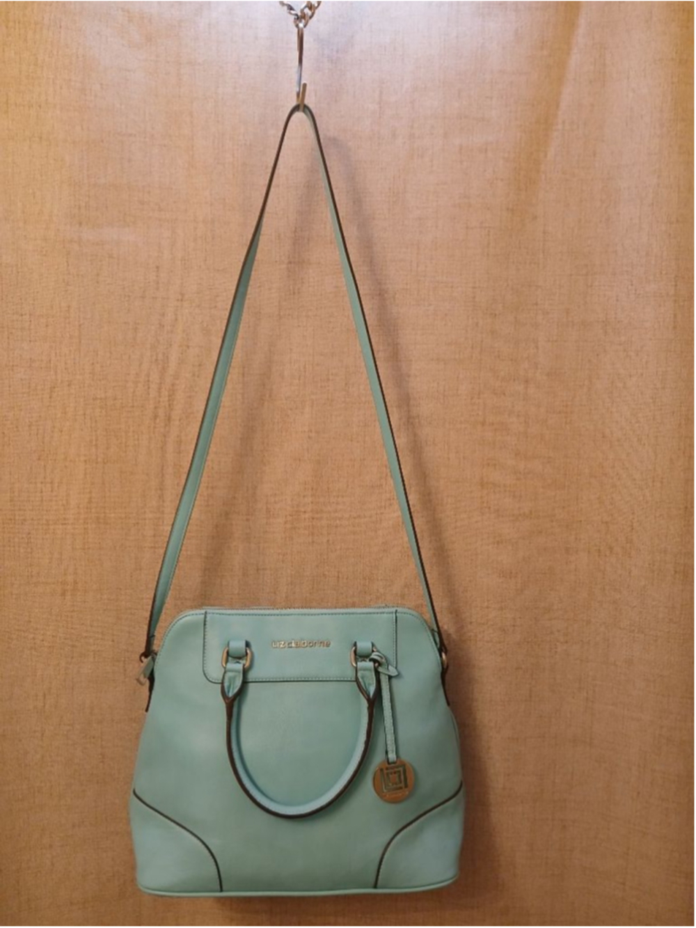 Women's Liz Claiborne Satchel One Size Light Blue with Brown Trim - Picture 2 of 12